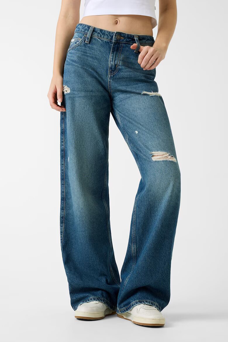 GUESS JEANS Широки дънки с релеф Син