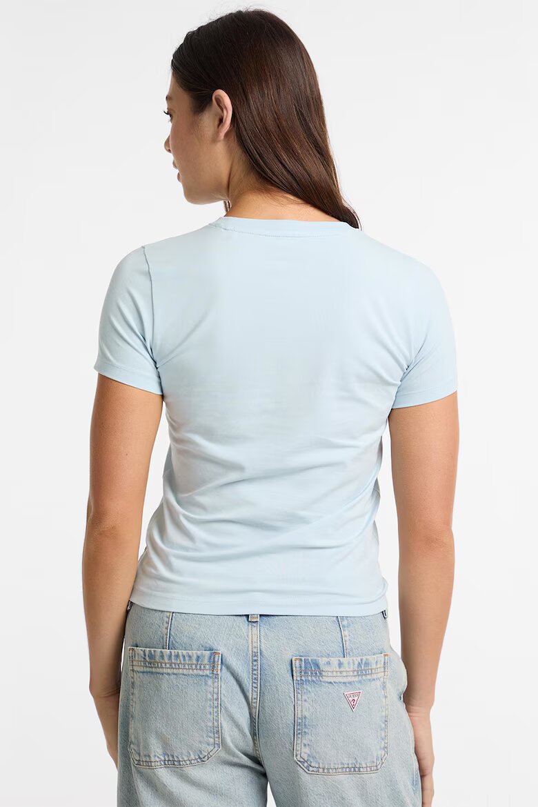 GUESS JEANS Слим тениска American Tradition Бледо синьо