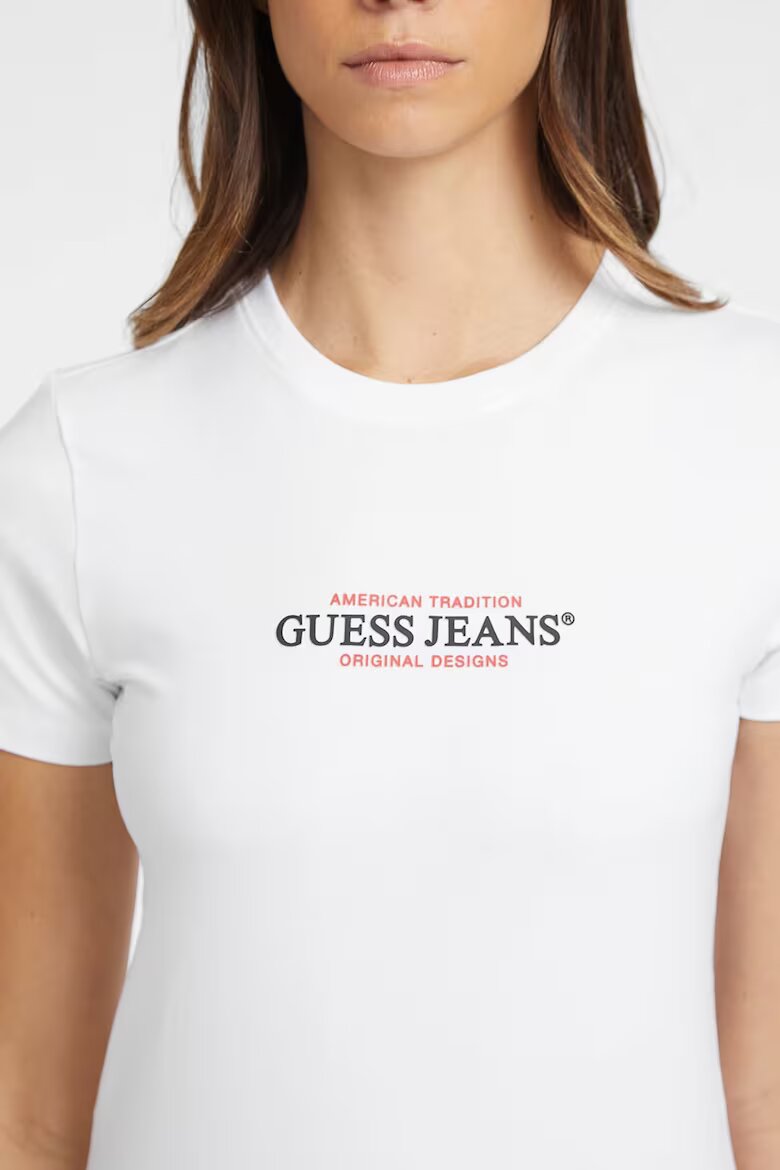 GUESS JEANS Слим тениска American Tradition Червен/Черен/Бял