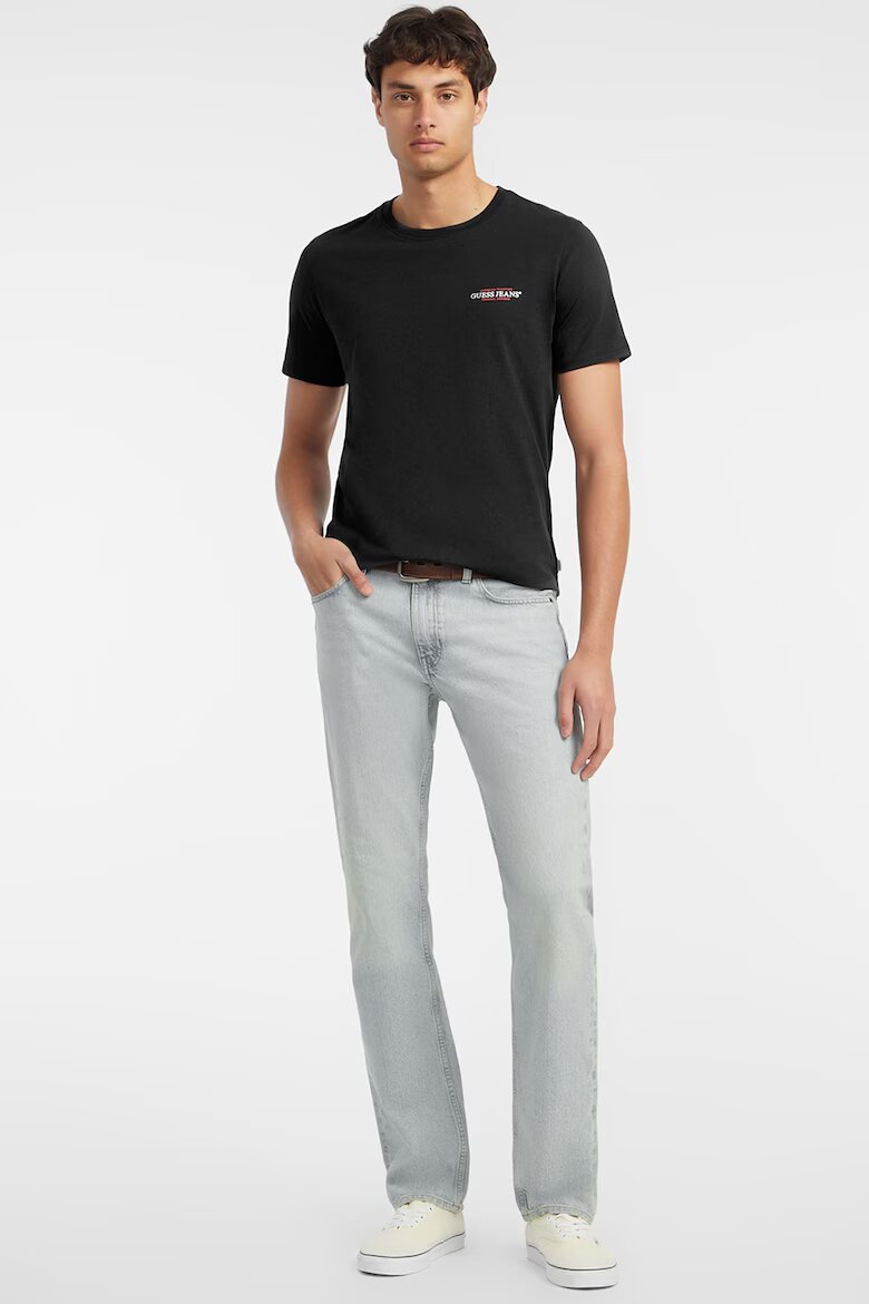 GUESS JEANS Слим тениска с овално деколте Червен/Бял/Черен
