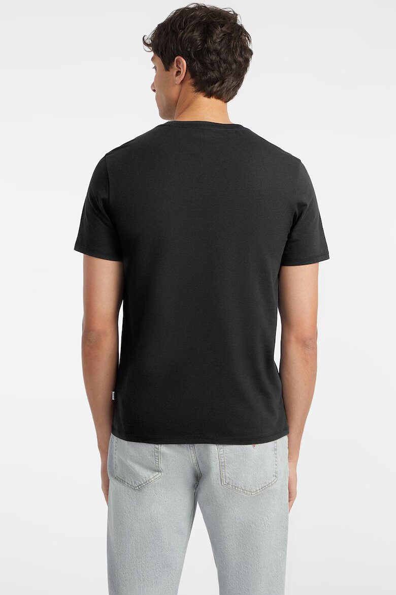 GUESS JEANS Слим тениска с овално деколте Червен/Бял/Черен