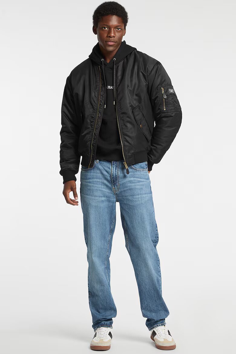 GUESS JEANS Стандартно яке с цип Черен