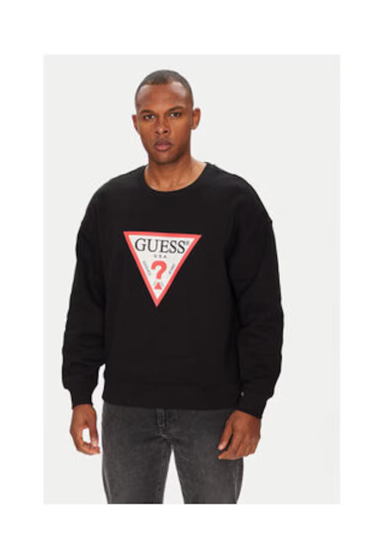 GUESS JEANS Суичър от памучна смес с лого и ластични маншети