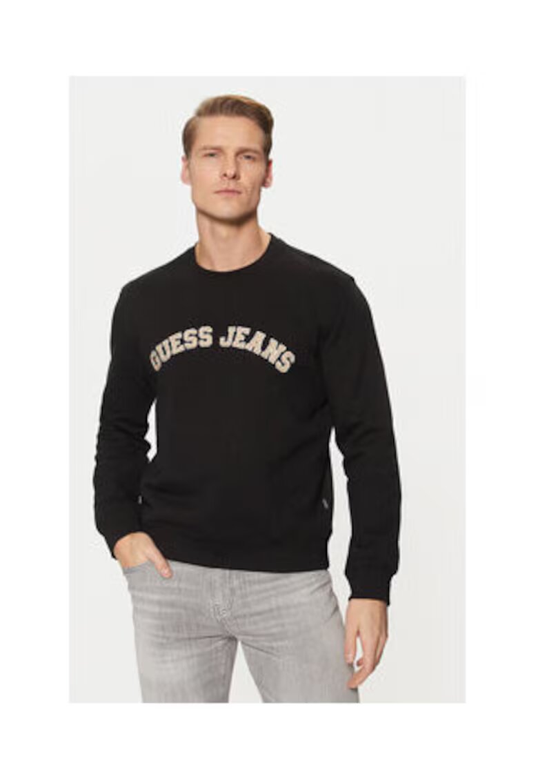 GUESS JEANS Суичър от памук с графичен десен и лого и дълги ръкави