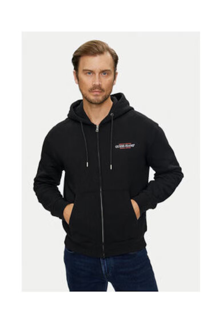 GUESS JEANS Суичър с цип и дискретно лого