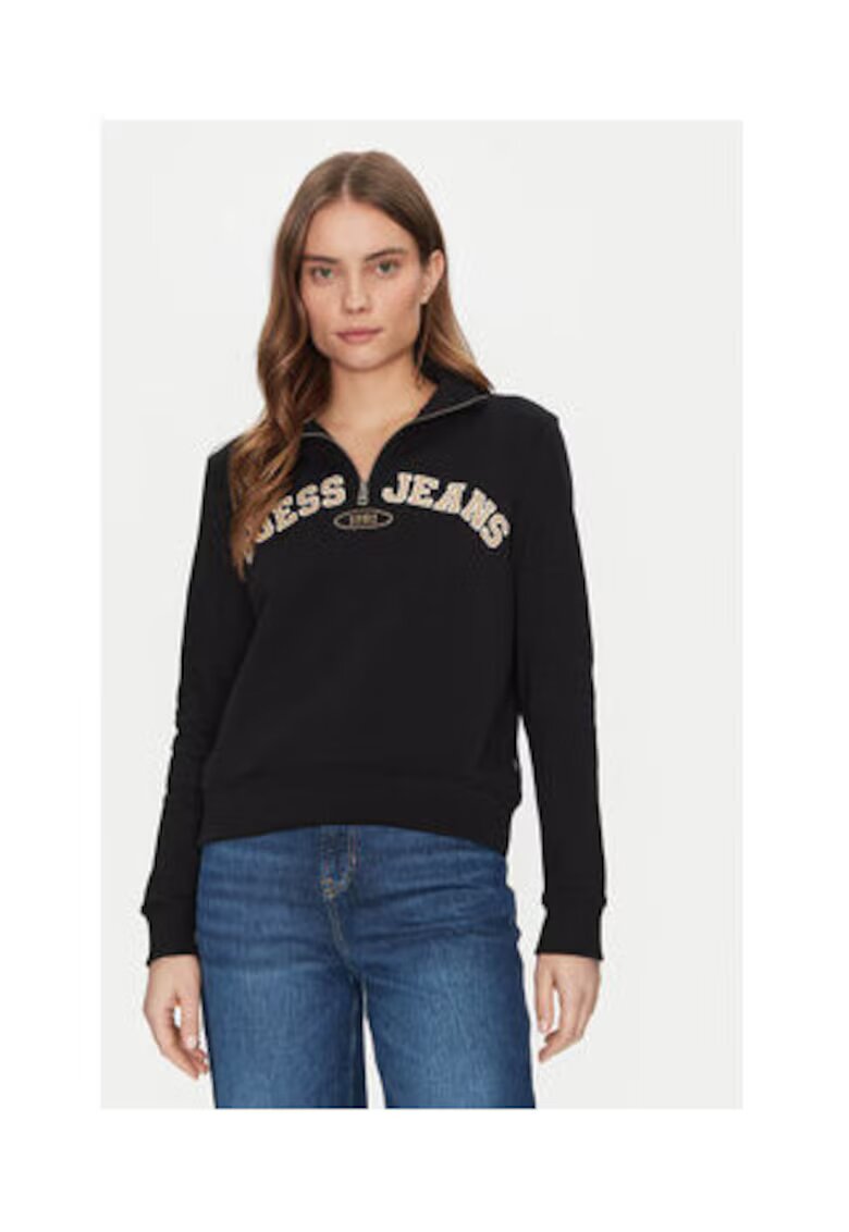 GUESS JEANS Суичър с цип и къси ръкави