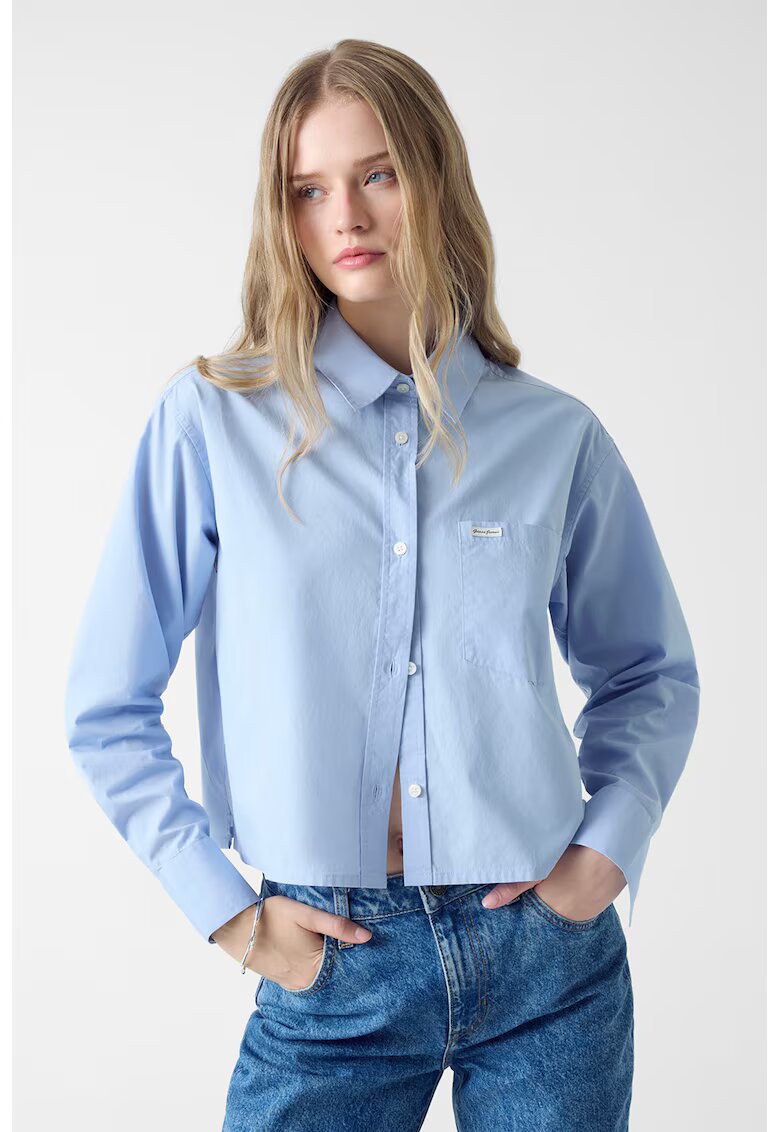 GUESS JEANS Свободна къса риза - Светлосин