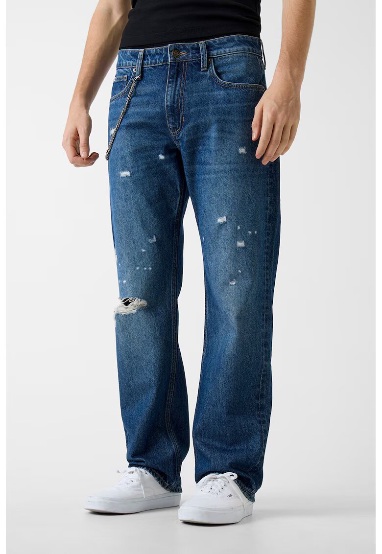 GUESS JEANS Свободни дънки с протрити зони - Тъмносин