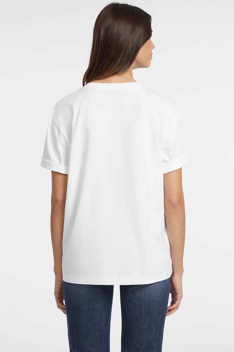 GUESS JEANS Тениска с овално деколте и лого Червен/Черен/Бял