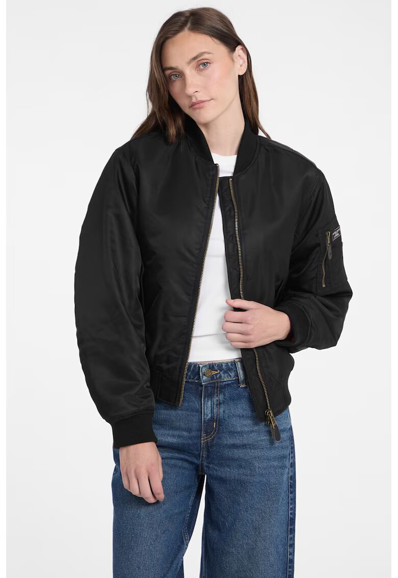 GUESS JEANS Яке бомбър с цип - Черен