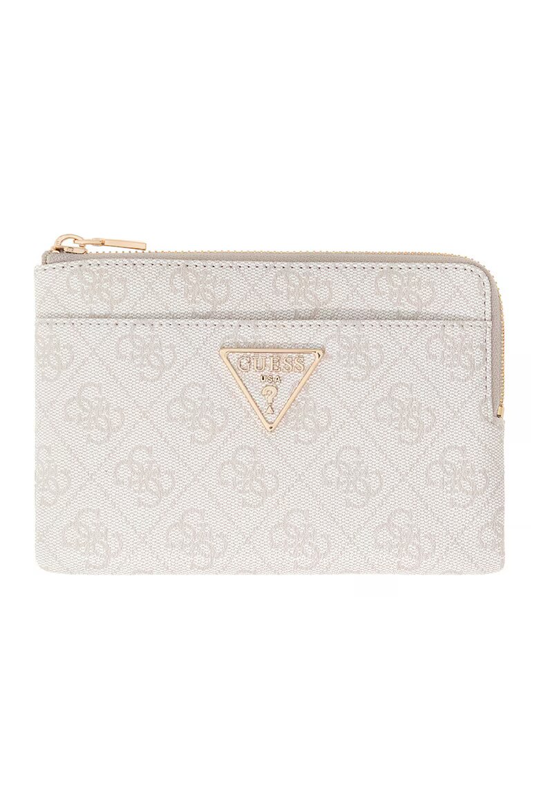 GUESS Калъф за карти Laurel с цип Слонова кост