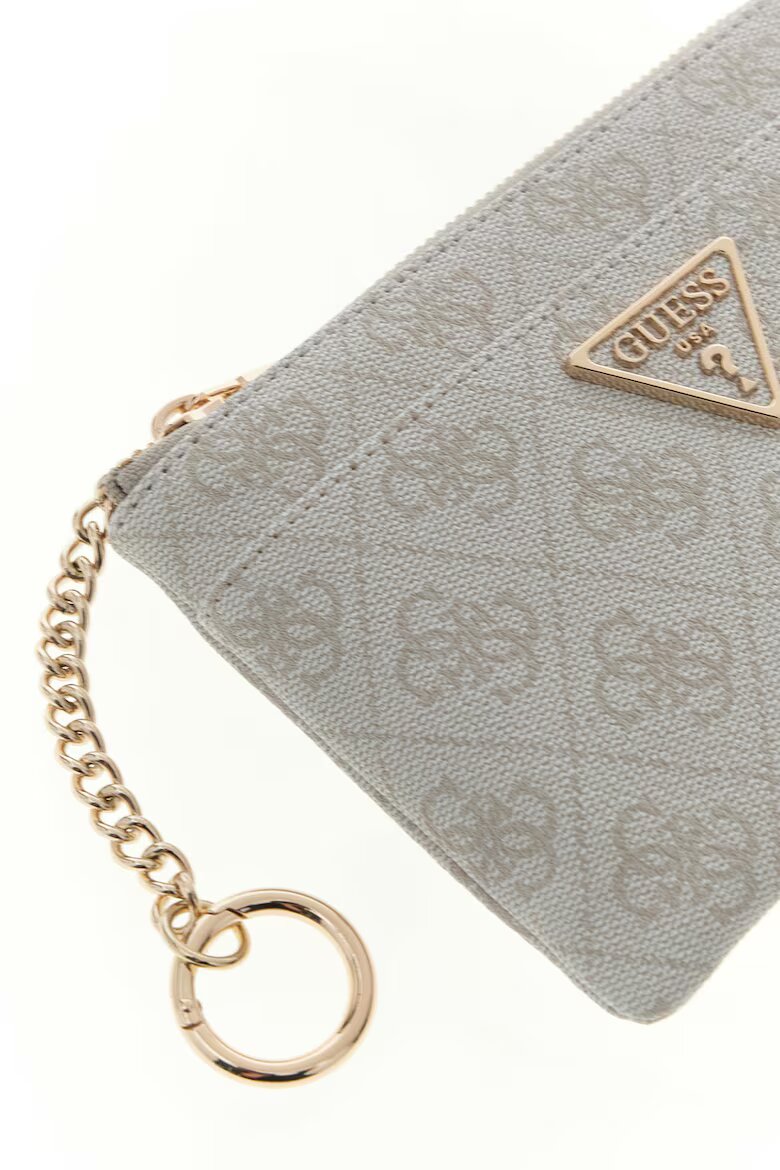 GUESS Калъф за карти Laurel с цип Слонова кост