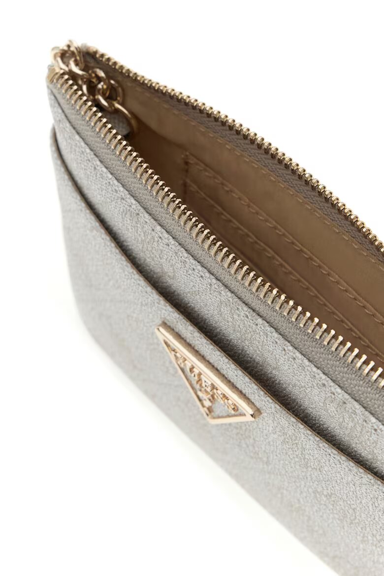 GUESS Калъф за карти Laurel с цип Слонова кост
