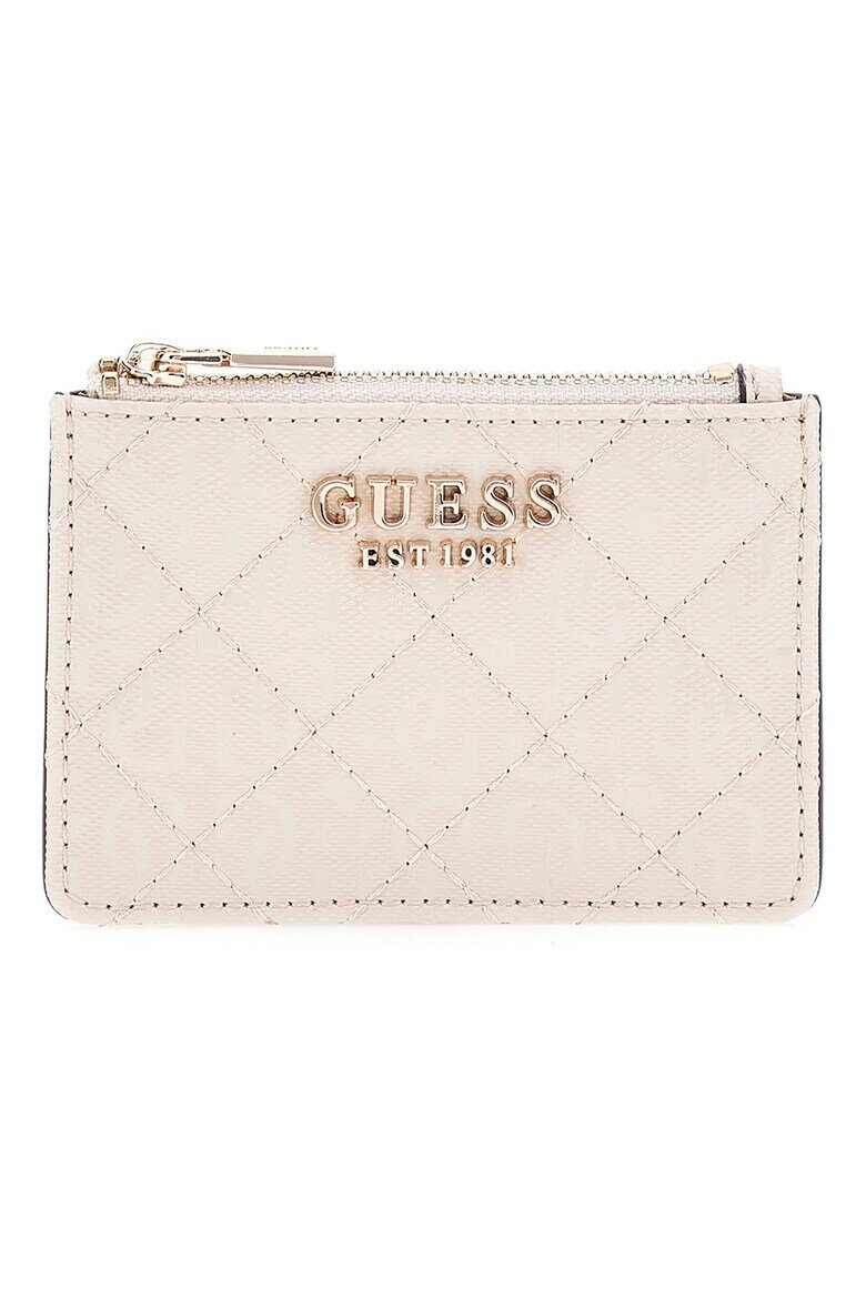 GUESS Капитониран калъф за карти Крем