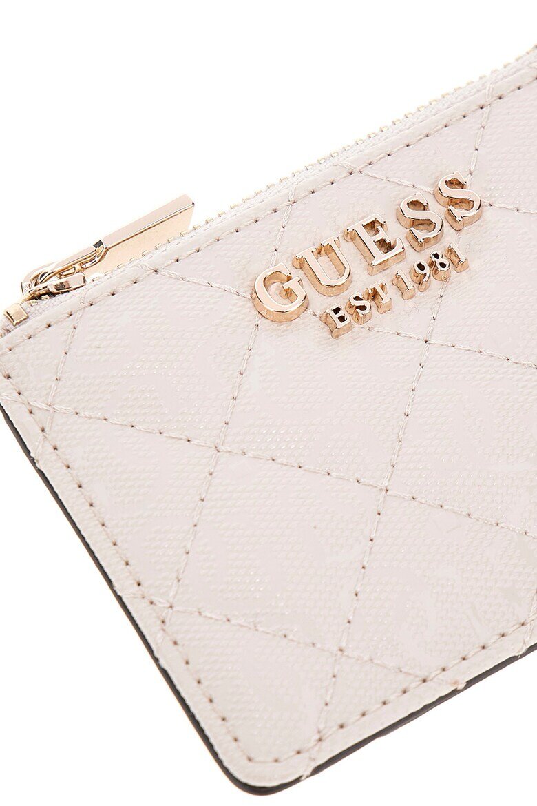 GUESS Капитониран калъф за карти Крем