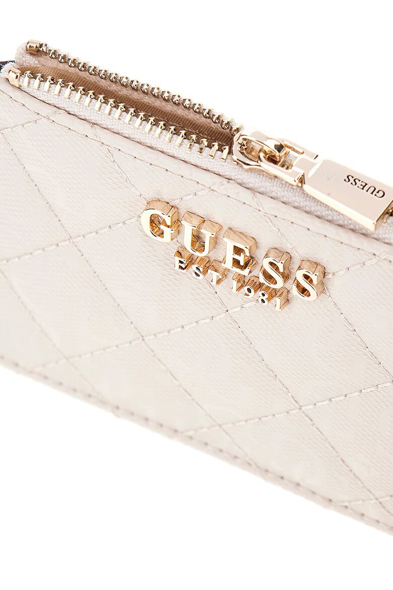 GUESS Капитониран калъф за карти Крем