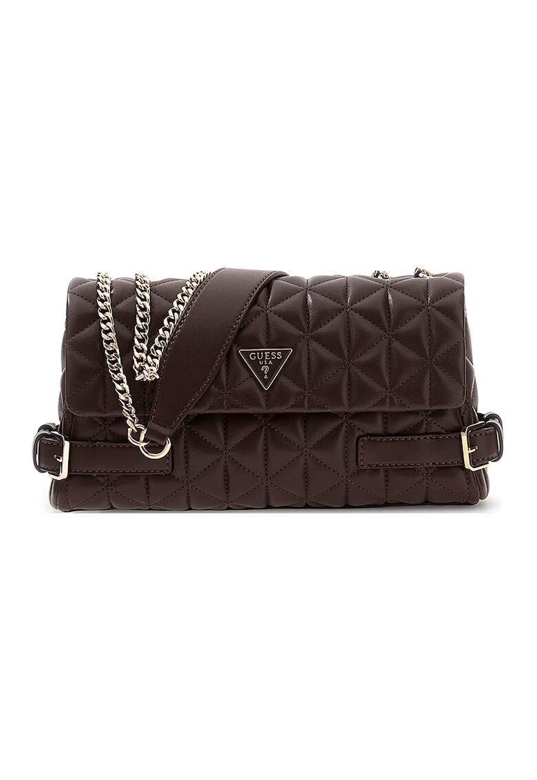 GUESS Капитонирана чанта за рамо Paisleigh - Тъмнокафяв