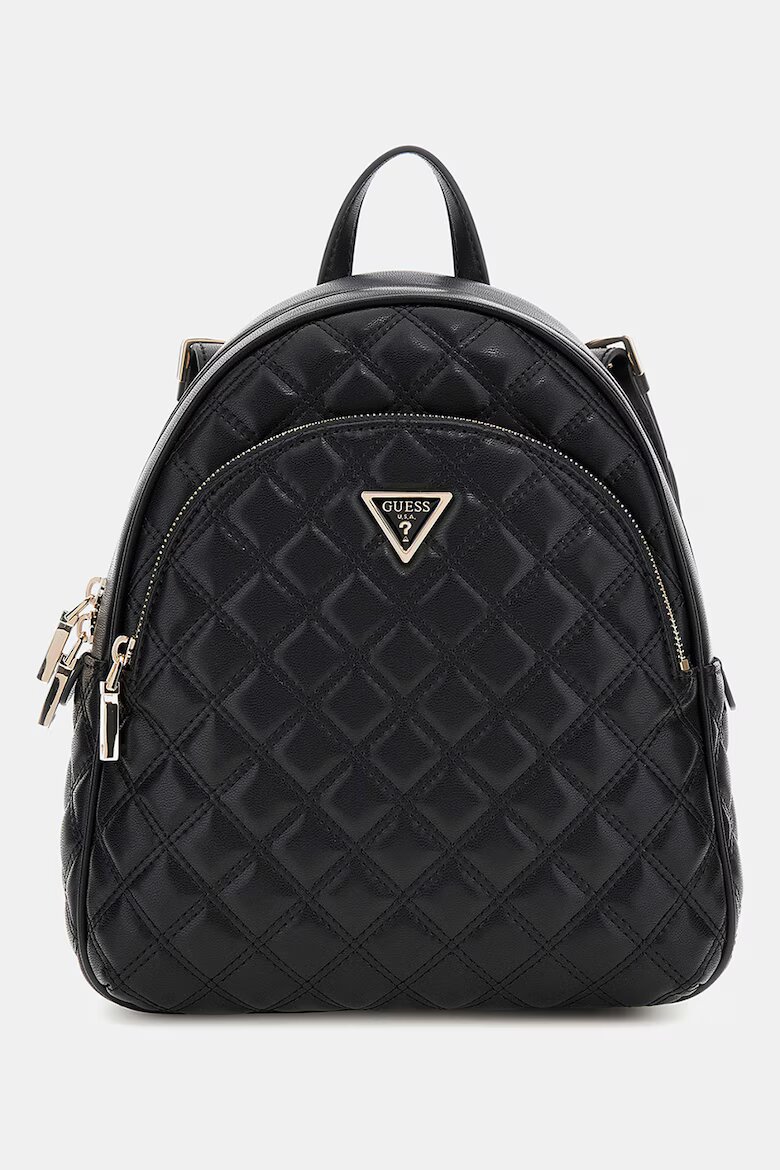 GUESS Капитонирана раница Giully от еко кожа Черен