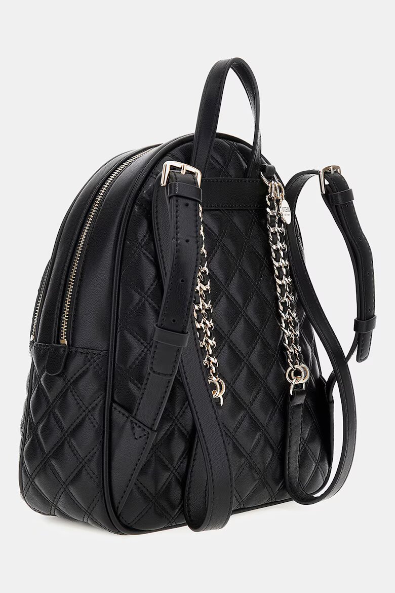 GUESS Капитонирана раница Giully от еко кожа Черен