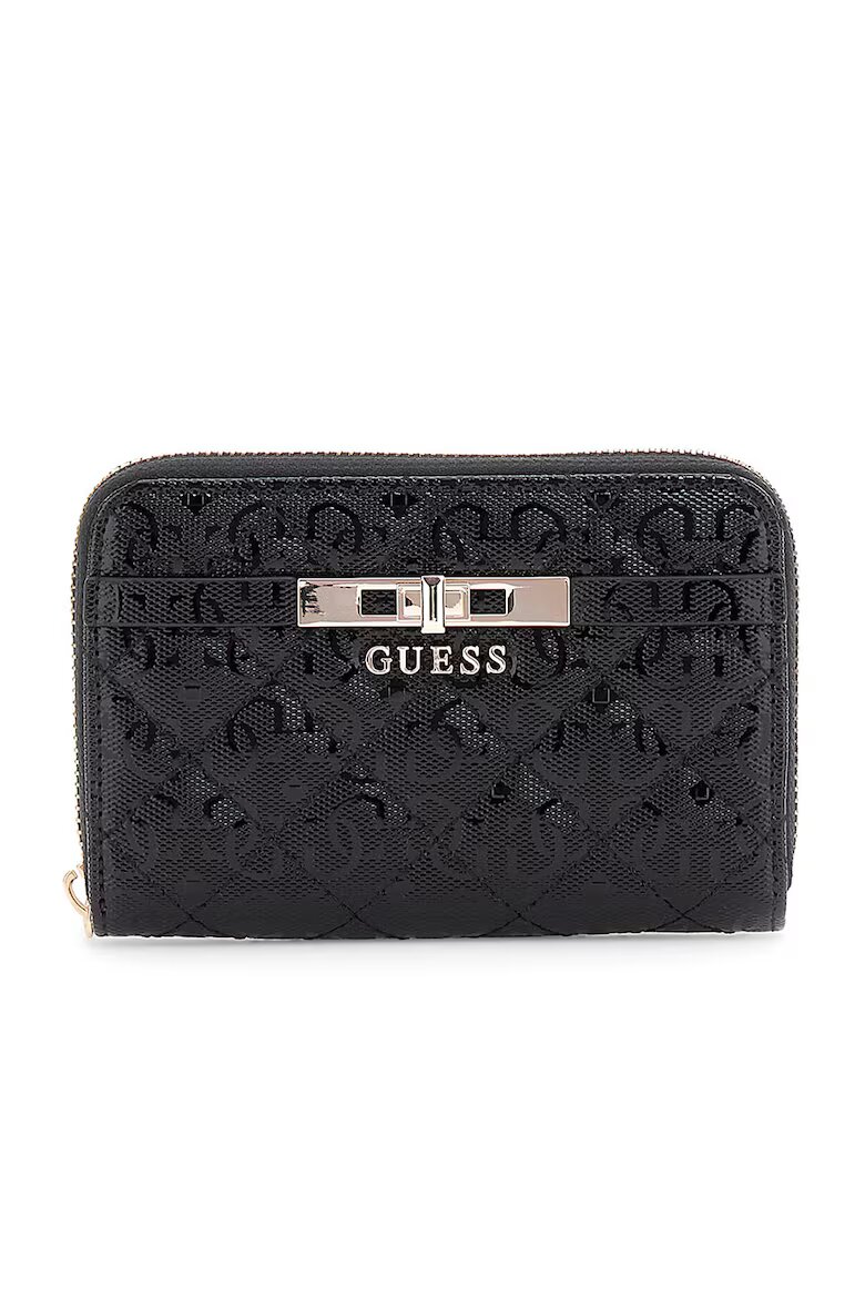 GUESS Капитонирано портмоне с цип Черен