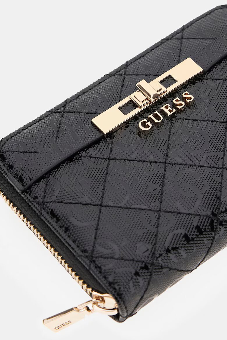 GUESS Капитонирано портмоне с цип Черен