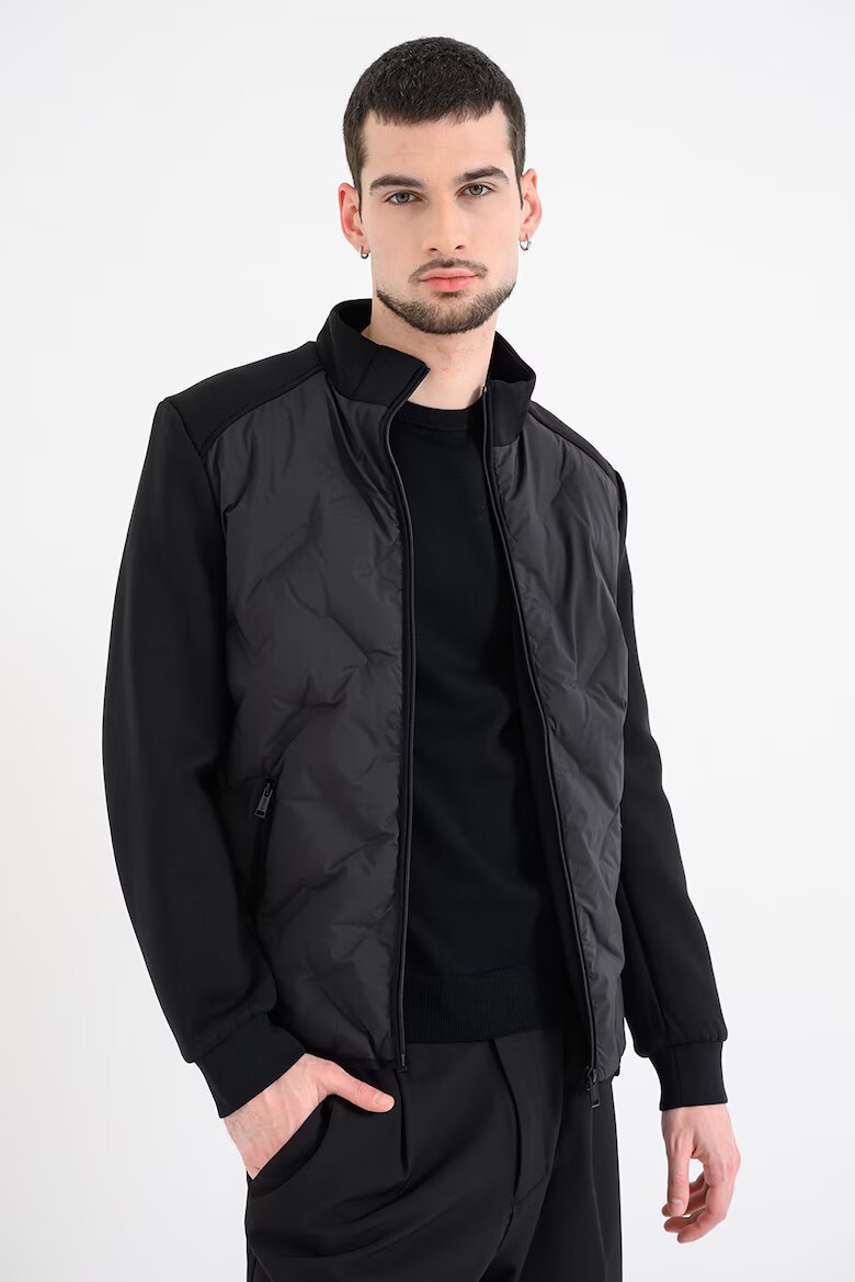 GUESS Капитонирано яке с яка и цип Черен