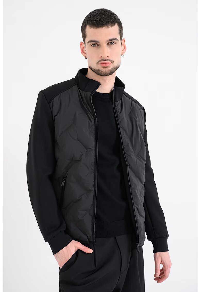 GUESS Капитонирано яке с яка и цип - Черен