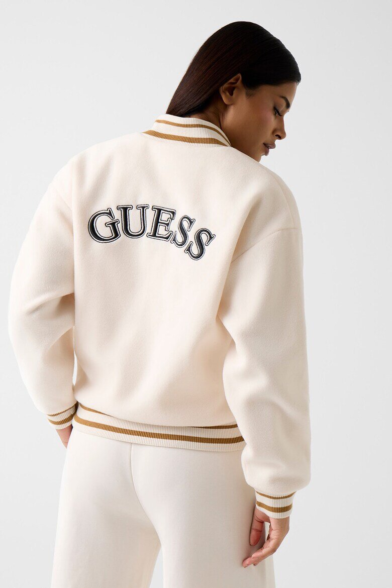 GUESS Къс фитнес топ с рипс Крем
