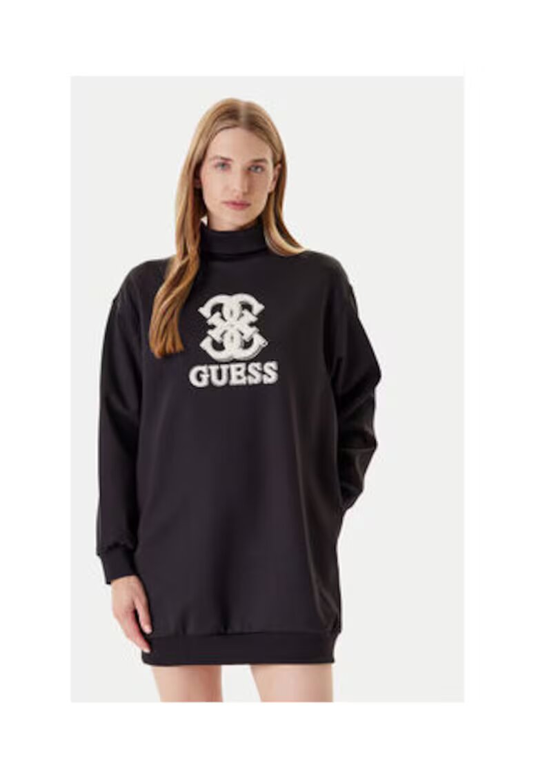 GUESS Къса рокля-пуловер с висока яка и лого