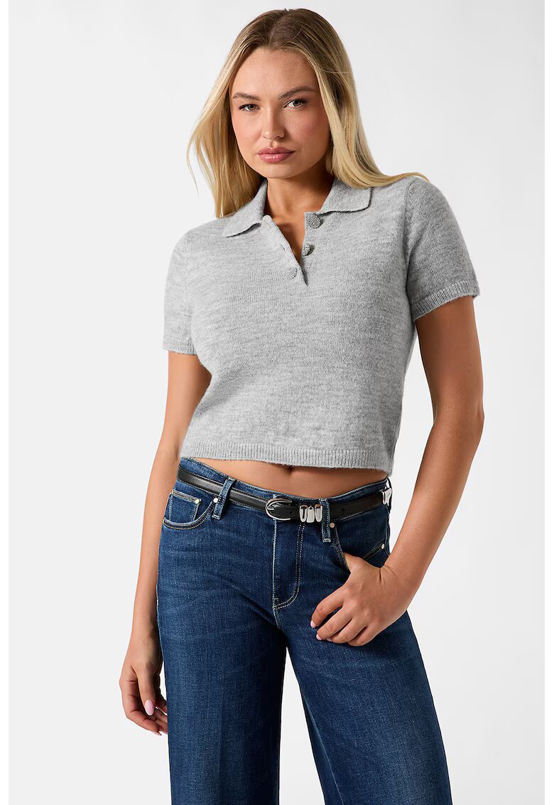 GUESS Къса тениска - Сив меланж