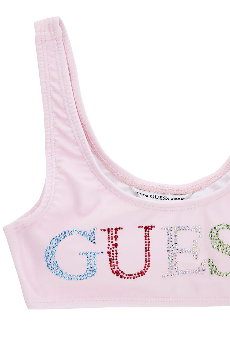 GUESS KIDS Бански от две части с лого от декоративни камъни Бледо розово