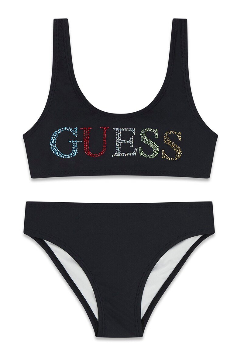 GUESS KIDS Бански от две части с лого от декоративни камъни Черен