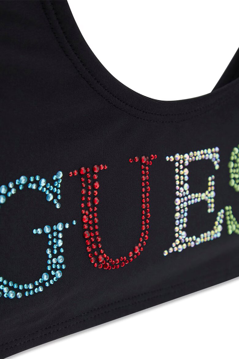 GUESS KIDS Бански от две части с лого от декоративни камъни Черен