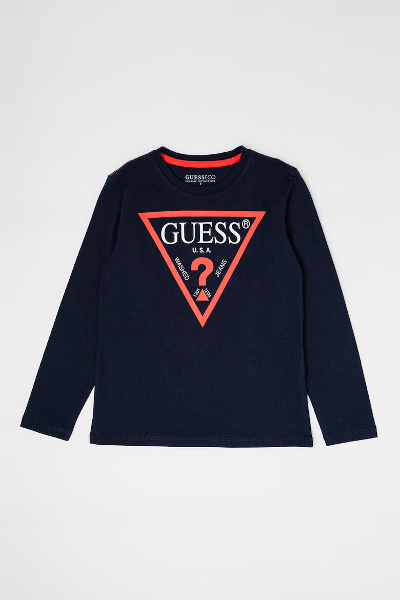 GUESS KIDS Блуза от органичен памук с лого Тъмносин