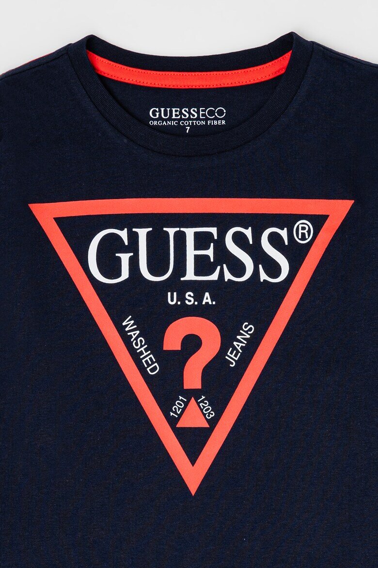 GUESS KIDS Блуза от органичен памук с лого Тъмносин