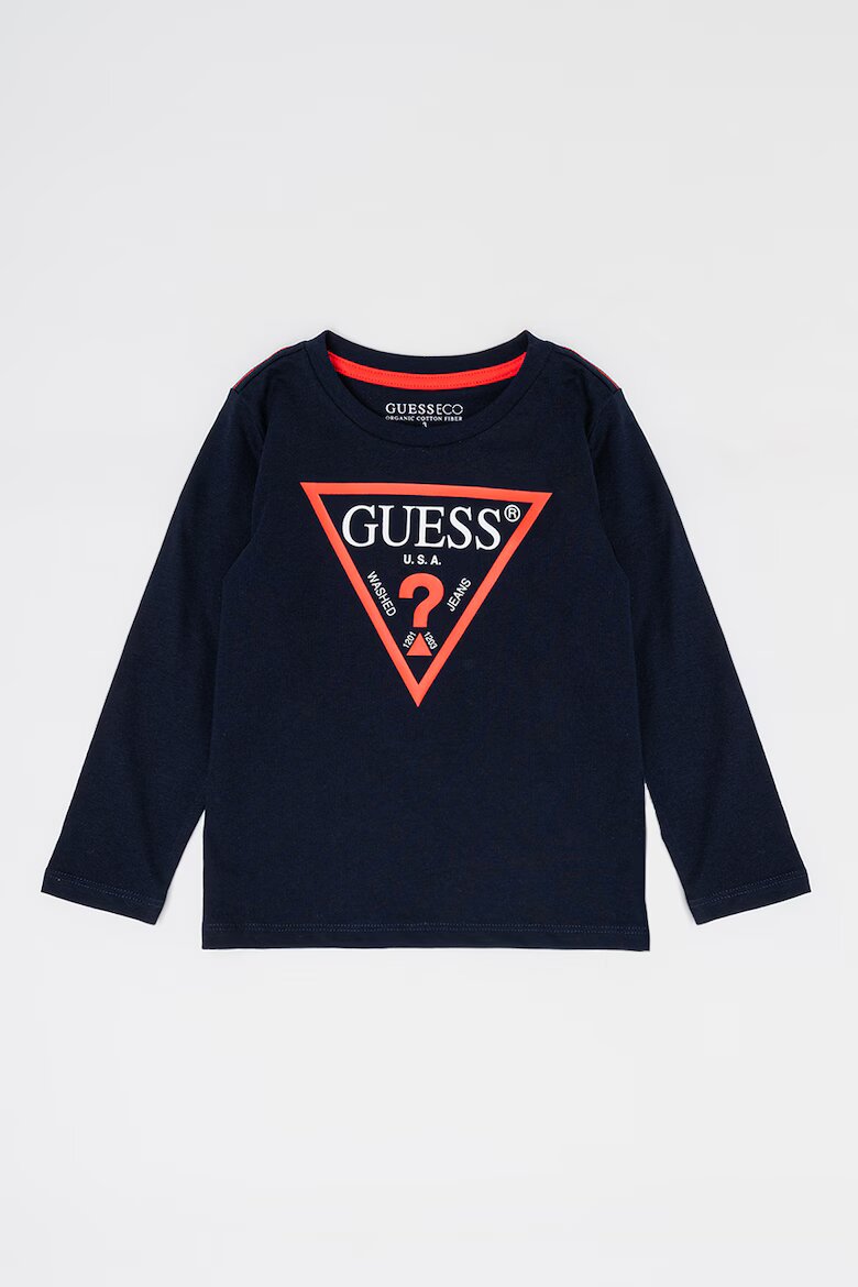 GUESS KIDS Блуза от органичен памук с лого Тъмносин