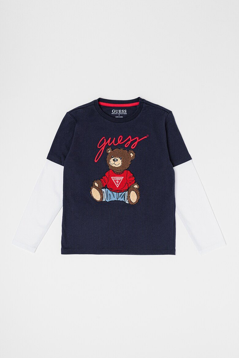 GUESS KIDS Блуза с дизайн 2в1 Бял/Тъмносин