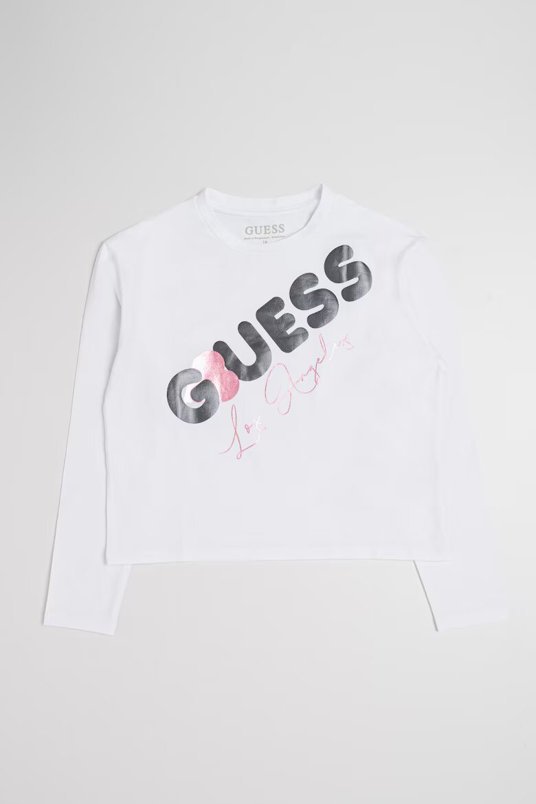 GUESS KIDS Блуза с лого Бял/Светлорозов