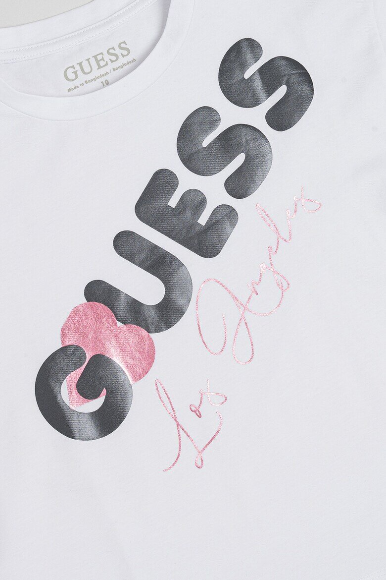 GUESS KIDS Блуза с лого Бял/Светлорозов