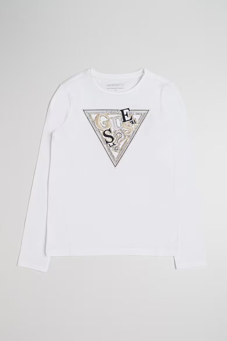 GUESS KIDS Блуза с лого от пайети Бял