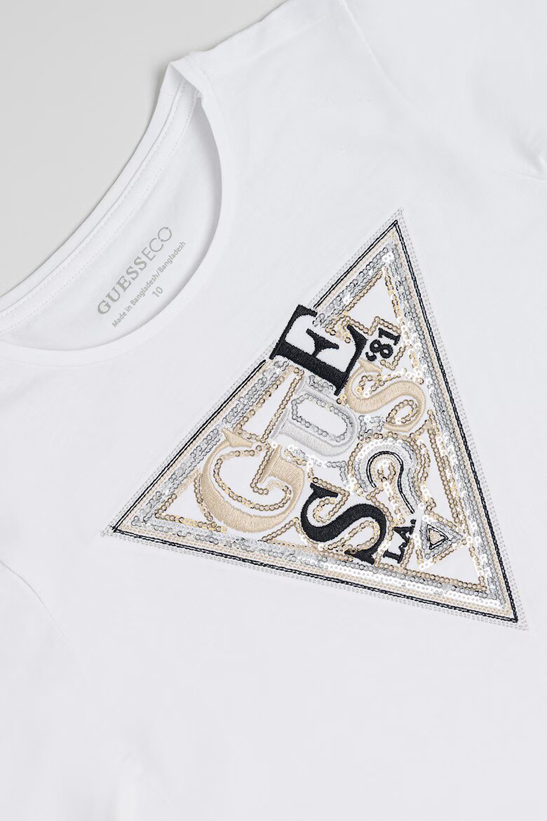 GUESS KIDS Блуза с лого от пайети Бял