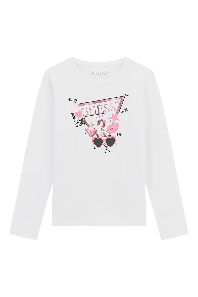 GUESS KIDS Блуза с лого Светлорозов/Бял