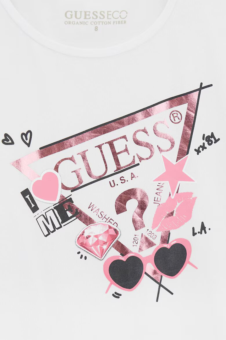 GUESS KIDS Блуза с лого Светлорозов/Бял