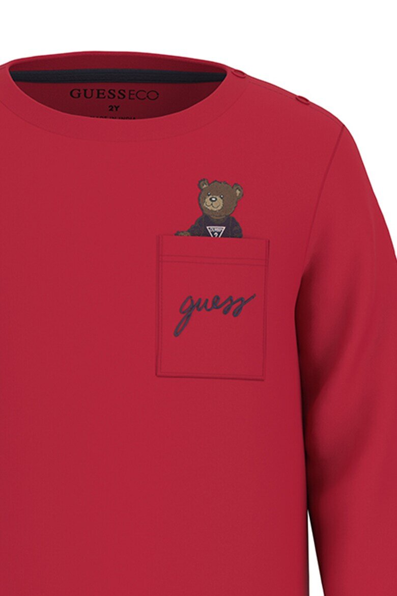GUESS KIDS Блуза с овално деколте и джоб Кафяв/Тъмночервен
