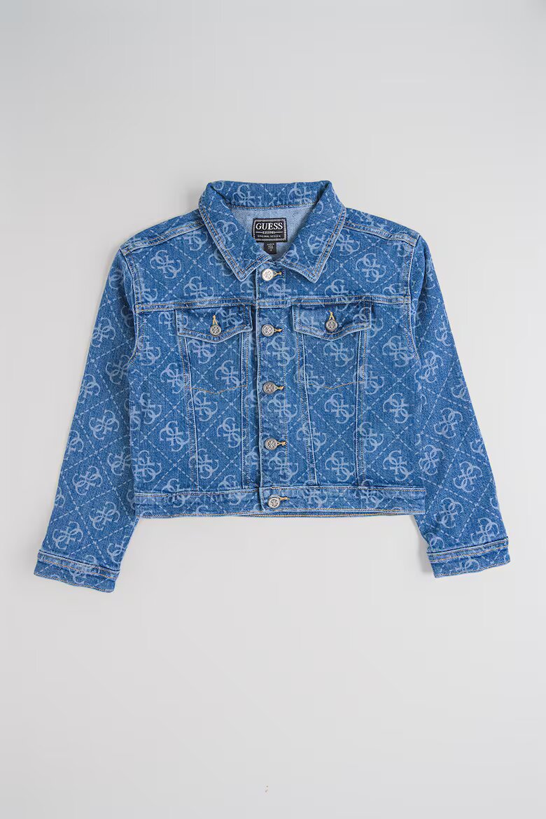 GUESS KIDS Дънково яке с лого Син меланж