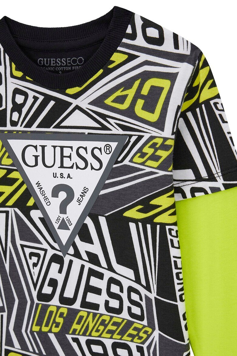 GUESS KIDS Десенирана блуза и спортен панталон - 2 части Черен/Лайм зелено