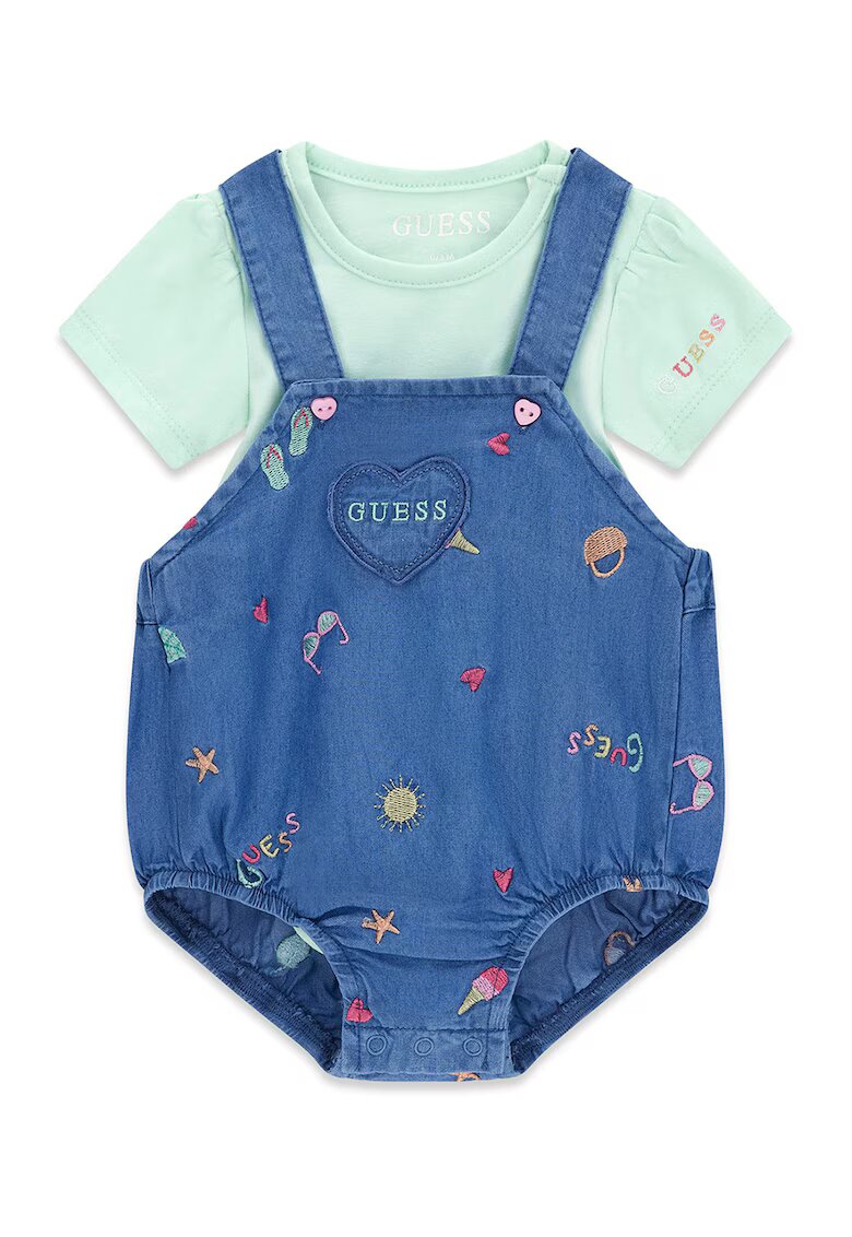 GUESS KIDS Десенирани бодита - 2 броя - Кралско Синьо/Ментово зелено