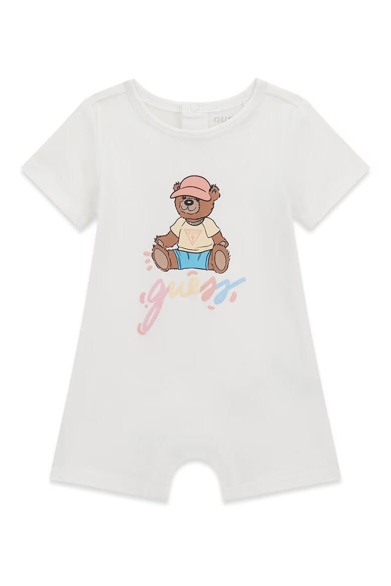 GUESS KIDS Гащеризон с фигурален принт и лого Бял
