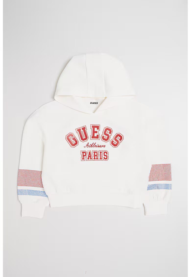 GUESS KIDS Худи с модал с лого - Червен/Мръснобял