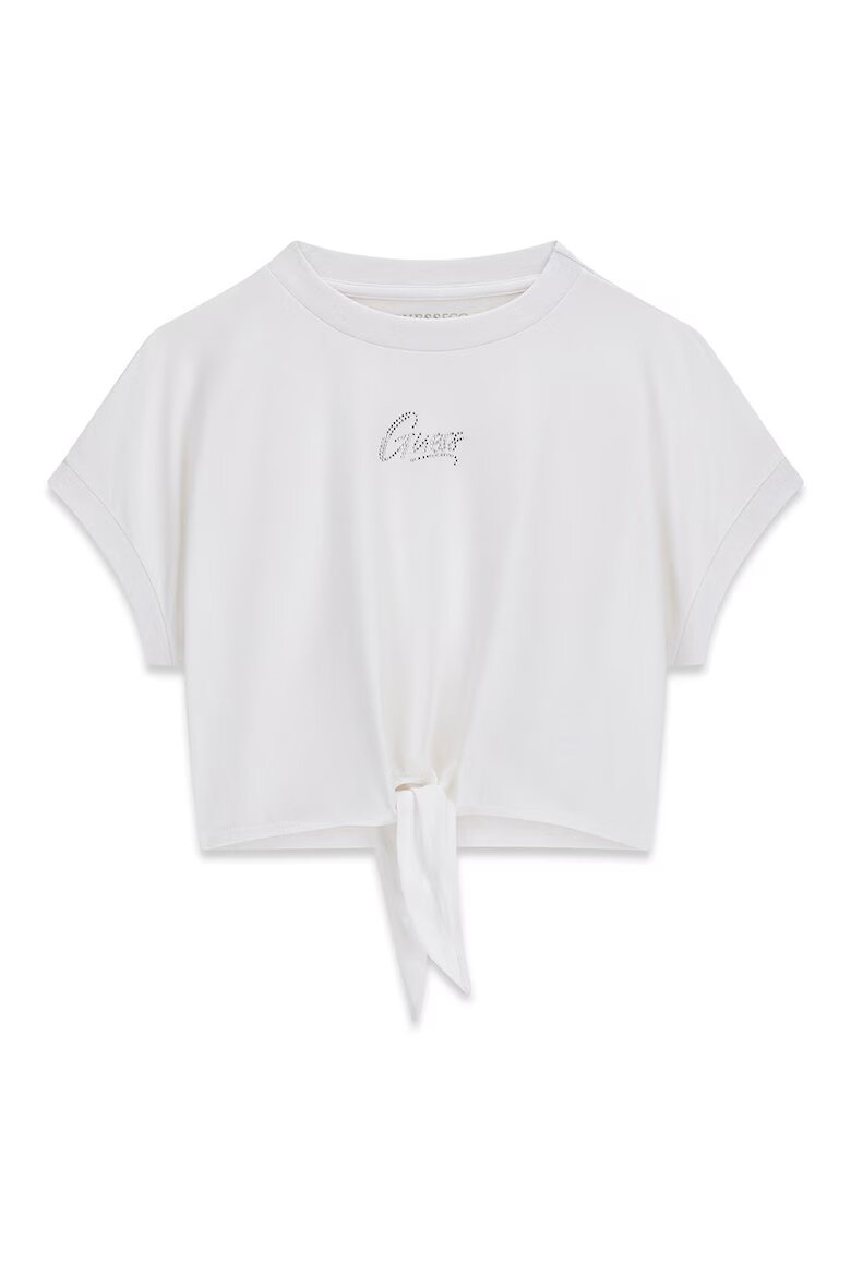 GUESS KIDS Къса тениска с памук с лого Бял
